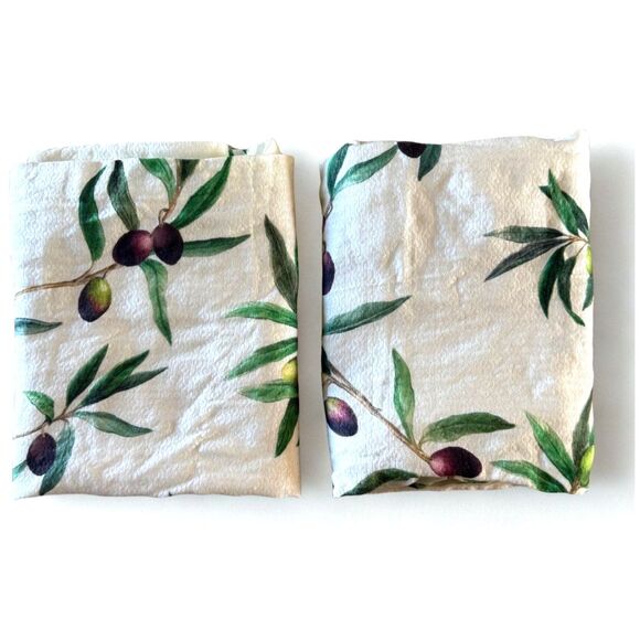 Pottery Barn Monique Lhuillier Olive Orchard King Size Pillow Shams 100% Tencel - Picture 1 of 8